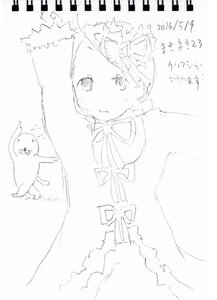 Rating: Safe Score: 0 Tags: 1girl animal bangs blush closed_mouth dress hair_ornament image kanaria monochrome ribbon solo white_background User: admin