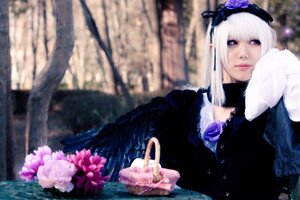 Rating: Safe Score: 0 Tags: 1girl 3d black_dress blurry blurry_background depth_of_field dress flower long_hair long_sleeves photo solo suigintou white_hair wings User: admin