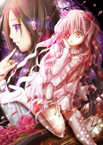 Rating: Safe Score: 0 Tags: 1girl boots brown_hair dress dual_persona eyepatch flower hair_flower hair_ornament image kirakishou long_hair petals pink_eyes pink_flower pink_hair pink_rose purple_eyes red_flower red_rose rose rose_petals solo thighhighs thorns User: admin