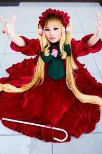 Rating: Safe Score: 0 Tags: 1girl blonde_hair blue_eyes blurry blurry_background blurry_foreground depth_of_field dress drill_hair flower long_hair long_sleeves looking_at_viewer photo red_dress shinku solo tile_floor very_long_hair User: admin