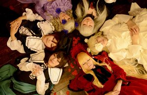 Rating: Safe Score: 0 Tags: 6+girls 91076 blonde_hair closed_eyes dress flower hair_ornament hat holding_hands long_hair long_sleeves multiple_cosplay multiple_girls rose siblings sleeping tagme User: admin