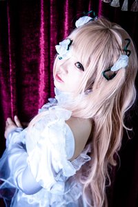 Rating: Safe Score: 0 Tags: 1girl bangs bare_shoulders blue_eyes closed_mouth dress eyelashes frills hair_flower hair_ornament kirakishou lips long_hair looking_at_viewer realistic solo upper_body User: admin