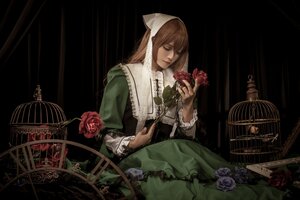 Rating: Safe Score: 0 Tags: 1girl birdcage blonde_hair brown_hair cage closed_eyes dress flower green_dress long_hair pink_flower pink_rose purple_rose red_flower red_rose rose solo suiseiseki thorns white_rose yellow_rose User: admin