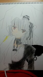 Rating: Safe Score: 0 Tags: 1girl auto_tagged bangs closed_mouth dress eyebrows_visible_through_hair hair_between_eyes image long_hair long_sleeves looking_at_viewer red_eyes simple_background solo suigintou traditional_media veil virtual_youtuber User: admin
