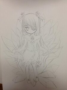 Rating: Safe Score: 0 Tags: 1girl dress flower full_body greyscale image kirakishou lineart long_hair monochrome rose sketch smile solo traditional_media User: admin