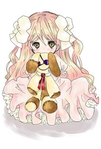 Rating: Safe Score: 0 Tags: 1girl blush bow dress hair_bow image kirakishou long_hair ribbon simple_background solo two_side_up white_background yellow_eyes User: admin