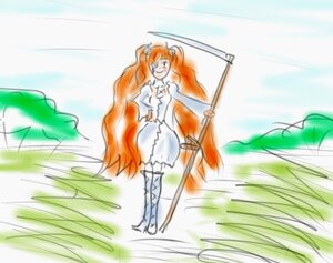 Rating: Safe Score: 0 Tags: 1girl dress grass holding image kirakishou long_hair orange_hair plant polearm solo sword very_long_hair weapon User: admin