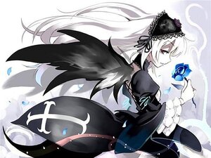Rating: Safe Score: 0 Tags: 1girl black_dress black_wings blue_flower blue_rose dress flower frilled_sleeves frills hairband highres holding holding_flower image juliet_sleeves lolita_hairband long_hair long_sleeves petals photoshop_(medium) profile puffy_sleeves red_eyes reversed ribbon rose rose_petals rozen_maiden silver_hair solo suigintou ushiki_yoshitaka very_long_hair white_hair wings User: admin