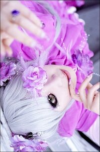 Rating: Safe Score: 0 Tags: 1girl barasuishou blurry depth_of_field fingernails flower hair_flower hair_ornament lips long_fingernails looking_at_viewer makeup nail_polish purple_flower purple_nails solo User: admin