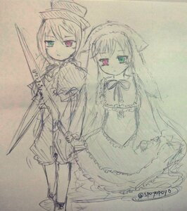Rating: Safe Score: 0 Tags: 2girls dress frills green_eyes heterochromia image long_hair long_sleeves looking_at_viewer multiple_girls pair red_eyes siblings sisters souseiseki standing suiseiseki twins User: admin