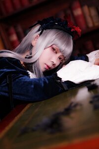 Rating: Safe Score: 0 Tags: 1girl bangs blurry blurry_background blurry_foreground closed_mouth depth_of_field dress flower frills hairband lips lolita_fashion long_hair long_sleeves red_eyes ribbon rose silver_hair solo suigintou User: admin