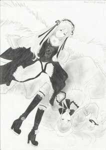 Rating: Safe Score: 0 Tags: 2girls bangs boots dress frills hairband high_heel_boots high_heels image juliet_sleeves knee_boots kneehighs long_hair long_sleeves looking_at_viewer monochrome multiple_girls ribbon sitting smile solo suigintou very_long_hair wings User: admin