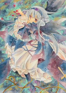Rating: Safe Score: 0 Tags: 1girl acrylic_paint_(medium) black_wings dress floating_hair flower frilled_sleeves frills hairband image long_hair long_sleeves looking_at_viewer marker_(medium) petals red_eyes ribbon rose solo suigintou traditional_media very_long_hair watercolor_(medium) wings User: admin
