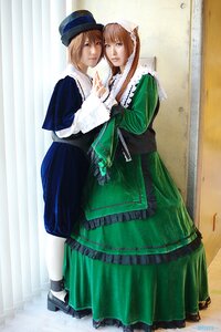 Rating: Safe Score: 0 Tags: blonde_hair blue_eyes brown_hair dress frills green_dress hat holding_hands multiple_boys multiple_cosplay pantyhose ribbon tagme top_hat User: admin