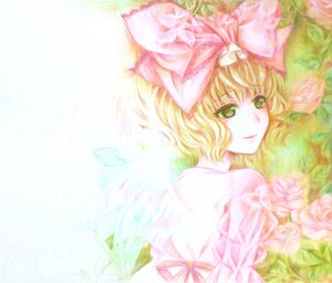 Rating: Safe Score: 0 Tags: 1girl blonde_hair blurry bow depth_of_field dress fairy_wings flower grass green_eyes hina_ichigo hinaichigo image looking_at_viewer pink_bow pink_dress ribbon short_hair smile solo striped wings User: admin