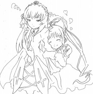 Rating: Safe Score: 0 Tags: 2girls blush closed_eyes dress greyscale hug_from_behind image long_hair long_sleeves monochrome multiple_girls pair shinku smile suigintou twintails User: admin