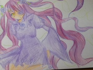 Rating: Safe Score: 0 Tags: 1girl barasuishou dress flower gradient_hair hair_ornament image long_hair long_sleeves multicolored_hair pink_hair purple_hair rose solo traditional_media very_long_hair watercolor_(medium) yellow_eyes User: admin