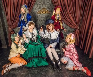 Rating: Safe Score: 0 Tags: 6+girls blonde_hair brown_hair curtains dress frills green_hair hat long_hair long_sleeves multiple_cosplay multiple_girls ribbon shoes short_hair sitting tagme User: admin