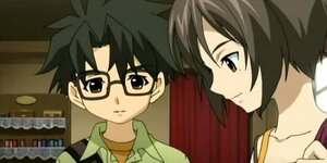 Rating: Safe Score: 0 Tags: 1boy 1girl black-framed_eyewear black_hair brother_and_sister brown_eyes brown_hair close-up glasses human image jacket kashiwaba_tomoe pair portrait sakurada_jun screenshot short_hair siblings smile User: admin