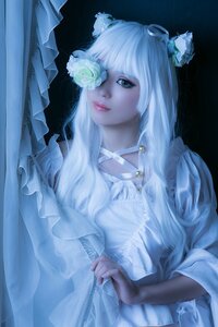 Rating: Safe Score: 0 Tags: 1girl animal_ears bangs blue_eyes choker closed_mouth dress flower hair_flower hair_ornament kirakishou lips long_hair looking_at_viewer solo upper_body veil white_dress white_hair User: admin