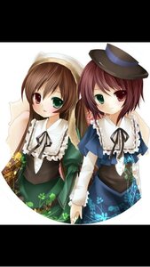 Rating: Safe Score: 0 Tags: 2girls brown_hair dress frills green_dress green_eyes hat heterochromia image letterboxed long_hair long_sleeves looking_at_viewer multiple_girls pair red_eyes ribbon short_hair siblings sisters souseiseki suiseiseki twins white_background User: admin