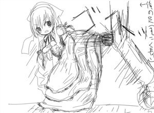 Rating: Safe Score: 0 Tags: 1girl :d eyebrows_visible_through_hair greyscale head_scarf image long_sleeves looking_at_viewer monochrome open_mouth sketch smile solo suiseiseki white_background User: admin