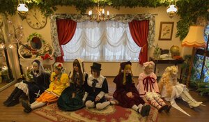 Rating: Safe Score: 0 Tags: black_hair chandelier clock curtains dress hat indoors long_hair multiple_boys multiple_cosplay multiple_girls painting_(object) pillow sitting tagme window User: admin