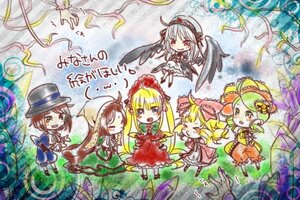 Rating: Safe Score: 0 Tags: 6+girls black_wings blonde_hair blue_dress blue_eyes bow brown_hair dress green_dress green_eyes green_hair hat head_scarf heterochromia hina_ichigo image kanaria long_hair long_sleeves multiple multiple_girls pink_bow red_dress red_eyes shinku silver_hair smile souseiseki suigintou suiseiseki tagme top_hat very_long_hair wings User: admin