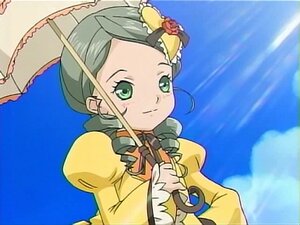 Rating: Safe Score: 0 Tags: 1girl day dress flower frills green_eyes green_hair hat holding holding_umbrella image kanaria long_sleeves parasol rose sky smile solo umbrella upper_body User: admin