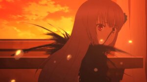 Rating: Safe Score: 0 Tags: 1girl bangs image long_hair orange_sky red_eyes red_theme sky solo suigintou sunset User: admin
