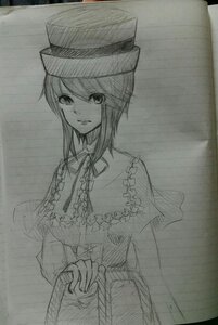 Rating: Safe Score: 0 Tags: 1girl breasts capelet frills graphite_(medium) greyscale hat image long_sleeves looking_at_viewer monochrome nagae_iku short_hair sketch solo souseiseki traditional_media User: admin