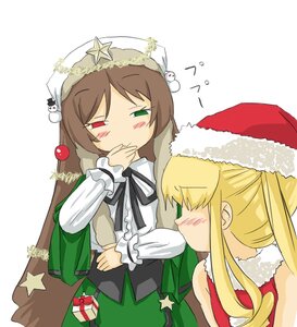 Rating: Safe Score: 0 Tags: 2girls anger_vein blonde_hair blush brown_hair christmas christmas_ornaments christmas_tree dress gift green_eyes hat image long_hair long_sleeves multiple_girls pair red_eyes sack santa_costume santa_hat shinku star_(symbol) suiseiseki twintails User: admin