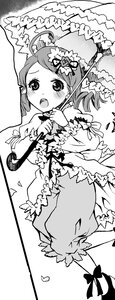 Rating: Safe Score: 0 Tags: 1girl :o bloomers blush dress drill_hair frills greyscale holding_umbrella image kanaria monochrome open_mouth parasol solo umbrella User: admin