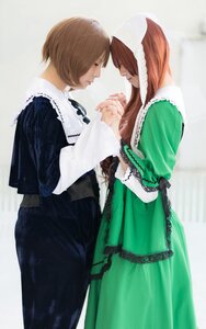 Rating: Safe Score: 0 Tags: 2girls brown_hair dress holding_hands interlocked_fingers long_sleeves multiple_cosplay multiple_girls short_hair siblings sisters suiseiseki tagme twins User: admin