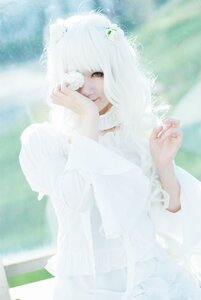 Rating: Safe Score: 0 Tags: 1girl animal_ears bangs blurry blurry_background depth_of_field kirakishou lips long_sleeves looking_at_viewer solo sweater white_hair User: admin