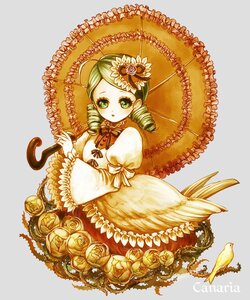 Rating: Safe Score: 0 Tags: 1girl blonde_hair bow dress drill_hair flower frills hair_ornament hat holding_umbrella image juliet_sleeves kanaria long_sleeves parasol puffy_sleeves rose solo striped twin_drills umbrella vertical_stripes User: admin
