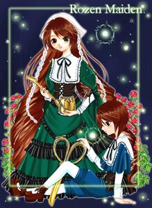 Rating: Safe Score: 0 Tags: 2girls brown_hair dress flower frills green_dress green_eyes image long_hair long_sleeves multiple_girls pair pantyhose ribbon rose siblings souseiseki suiseiseki twins twintails very_long_hair watering_can User: admin