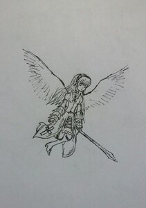 Rating: Safe Score: 0 Tags: 1girl breasts full_body greyscale holding holding_sword holding_weapon image long_hair long_sleeves monochrome solo suigintou sword traditional_media weapon wings User: admin