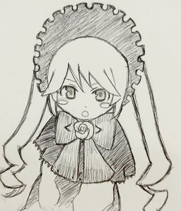 Rating: Safe Score: 0 Tags: 1girl :o blush capelet dress drill_hair greyscale image long_hair long_sleeves looking_at_viewer monochrome open_mouth shinku simple_background solo standing twin_drills twintails very_long_hair white_background User: admin