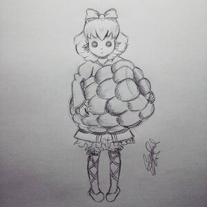 Rating: Safe Score: 0 Tags: 1girl bow dress drill_hair frills full_body greyscale hair_bow hina_ichigo hinaichigo image long_sleeves looking_at_viewer monochrome photo signature solo standing traditional_media User: admin