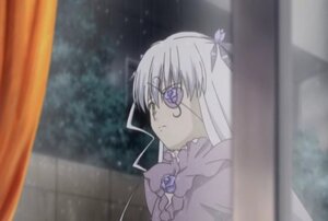 Rating: Safe Score: 0 Tags: 1girl bangs barasuishou blurry curtains flower frills hair_ribbon image long_hair purple_eyes rain ribbon rose silver_hair solo User: admin
