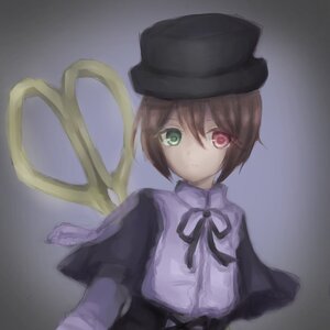 Rating: Safe Score: 0 Tags: 1girl black_headwear black_ribbon brown_hair capelet closed_mouth green_eyes grey_background hat heterochromia image long_sleeves looking_at_viewer red_eyes ribbon short_hair solo souseiseki upper_body User: admin