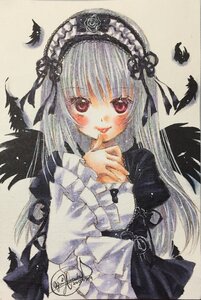 Rating: Safe Score: 3 Tags: 1girl :p auto_tagged bird black_feathers black_wings blush crow dated dress eyebrows_visible_through_hair feathers finger_to_mouth flower frills gothic_lolita hairband image lolita_fashion lolita_hairband long_hair long_sleeves looking_at_viewer marker_(medium) photo pink_eyes rose signature silver_hair solo suigintou tongue tongue_out traditional_media upper_body wings User: admin
