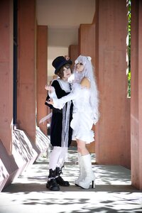 Rating: Safe Score: 0 Tags: 2girls black_hair boots door dress hat long_hair long_sleeves multiple_cosplay multiple_girls standing tagme white_dress white_footwear white_legwear User: admin