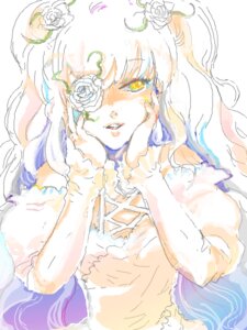 Rating: Safe Score: 0 Tags: 1girl flower hands_on_own_cheeks hands_on_own_face image kirakishou long_hair looking_at_viewer rose solo white_flower white_rose yellow_eyes yellow_rose User: admin