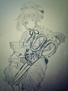 Rating: Safe Score: 0 Tags: 1girl bangs capelet closed_mouth eyebrows_visible_through_hair frills hat image long_sleeves looking_at_viewer monochrome short_hair skirt smile solo souseiseki third_eye traditional_media User: admin