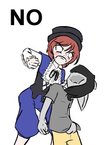 Rating: Safe Score: 0 Tags: black_hair blush closed_eyes dress hat image long_sleeves ribbon short_hair solo souseiseki striped User: admin