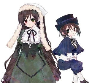 Rating: Safe Score: 0 Tags: 2girls black_ribbon blush brown_hair dress frills green_dress green_eyes hat head_scarf heterochromia long_hair long_sleeves looking_at_viewer multiple_girls red_eyes ribbon short_hair siblings sisters souseiseki suiseiseki top_hat twins very_long_hair User: admin