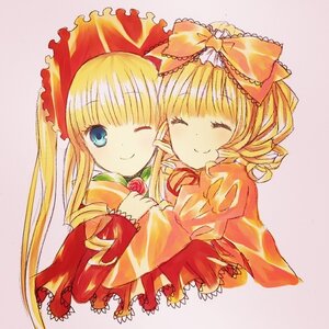 Rating: Safe Score: 0 Tags: 2girls ;) blonde_hair blue_eyes bow closed_eyes dress drill_hair flower hair_bow hina_ichigo hinaichigo image long_hair long_sleeves looking_at_viewer multiple_girls one_eye_closed pair pink_bow rose shinku simple_background smile User: admin
