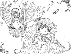 Rating: Safe Score: 0 Tags: auto_tagged dress flower greyscale image kirakishou long_hair looking_at_viewer monochrome pair rose shinku simple_background suigintou upper_body User: admin